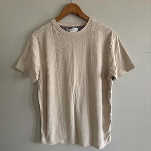 Denim & Flower Cream Textured Short Sleeve Tee
